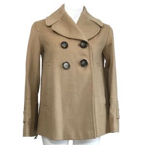 French Connection Tan Double Breast Pea Coat Size 2